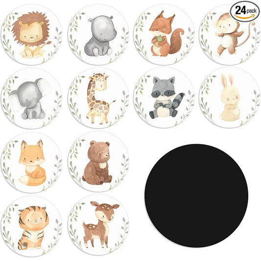 Geyee 24 Pcs Potty Training Stickers Potty You Pee on Toilet Reveal Stickers Chart Reusable Pee Decals Color Changing Seat Toilet Targets for Boys Girls Kids Training Use(Woodland Animal)