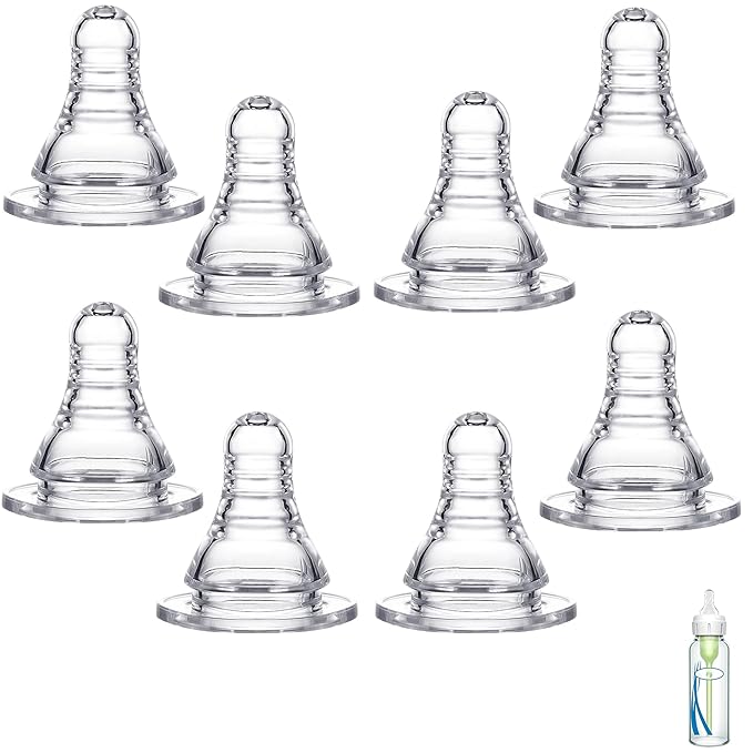 Silicone Nipple Compatible with Dr. Brown’s Natural Flow Level 2 Narrow Bottle, Medium Flow, 3m+, 8Pcs