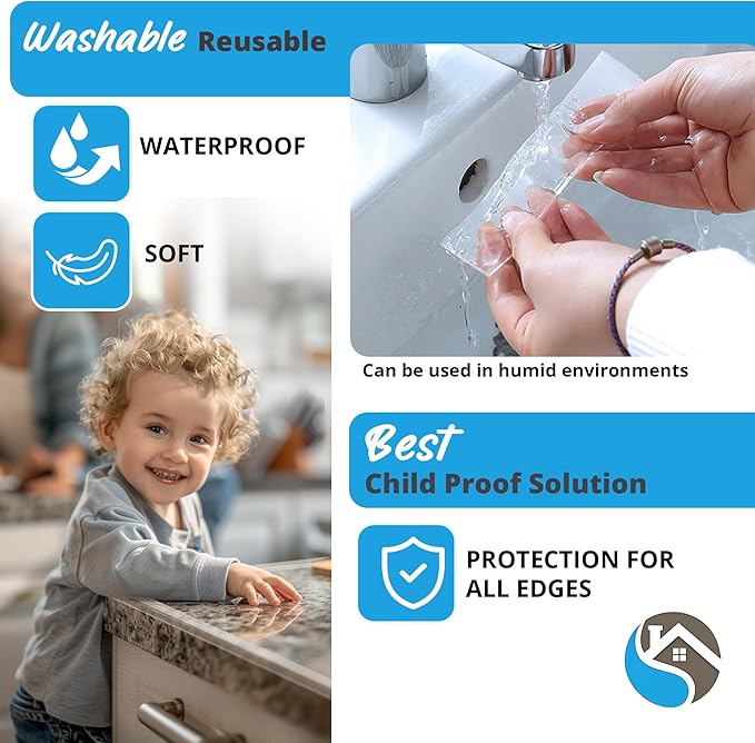16ft Heavy Duty Desk Edge Protector & Corner Protectors - Baby Proofing Guards for Sharp Furniture Corners, Tables & Cabinets - Child Safety Essentials for Home & Nursery