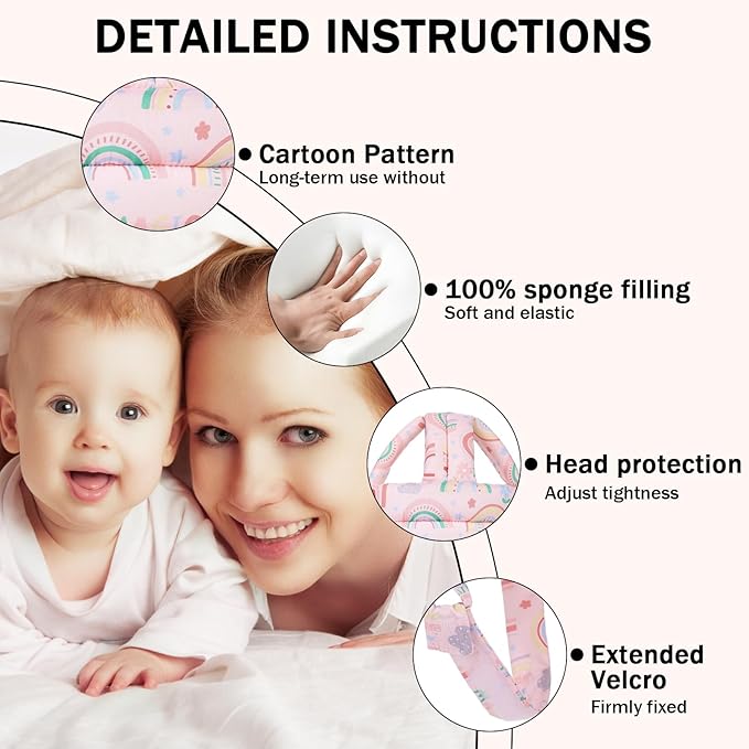Baby Head Protector for Crawling Walking, Baby Helmet Adjustable No Bumps and Soft Cushion, Infant Safety Cap for Kid Learning to Walk