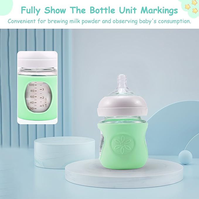 2 Pack Silicone Sleeves for Philips Avent Glass Natural Baby Bottle 4oz, Food Grade Silicone, BPA Free Glass Baby Bootle Sleeve, Anti Breakage Baby Bottle Holder, Anti-Scald, Dishwasher/Heaters Safe