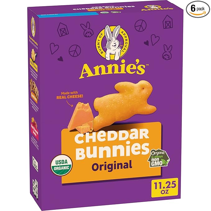 Annie's Organic Cheddar Bunnies Original Baked Snack Crackers, 11.25 oz (Pack of 6)