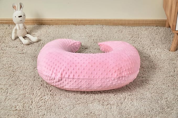 ESEN Plus Size Baby Nursing Pillow and Body Positioner for Breast Feeding and Bottle Feeding, Ultra Soft Baby Breastfeeding Pillows with Removable Nursing Pillow Cover for Mom and Baby (Pink)