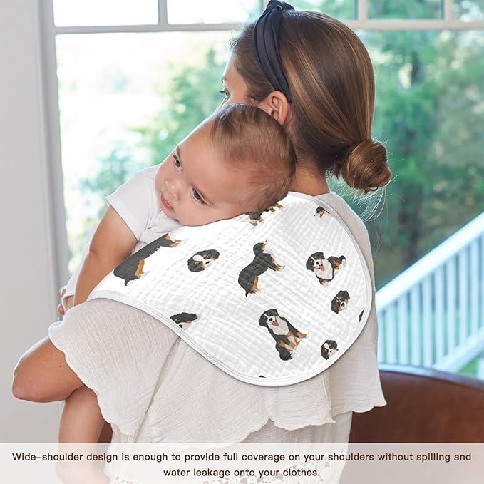 Bernese Mountain Dog Muslin Burp Cloths for Baby 4 Pack 100% Cotton Baby Washcloths Bibs for Boy Girl