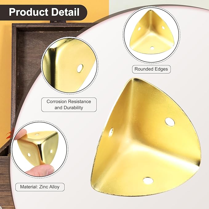 uxcell 8PCS Metal Corner Protector 1.5 x 1.5 x 1.5 Inch Box Edge Guard Protector Zinc Alloy Cabinets Speaker Corners Protector for Furniture Decorative (Gold)