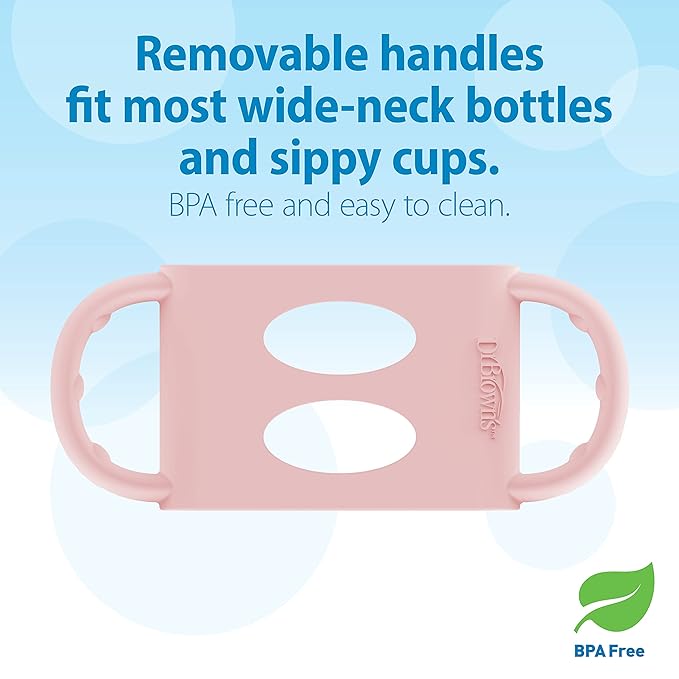 Dr. Brown's Milestones Wide-Neck Sippy Spout Bottle with Silicone Handles 9 oz/270 mL, Pink, 1-Pack