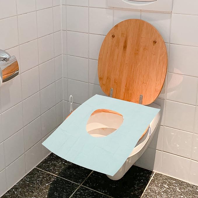 GLEAVI 50pcs Disposable Toilet Seat Covers Travel-Friendly Pads for Public Restrooms Portable for Home Outdoors