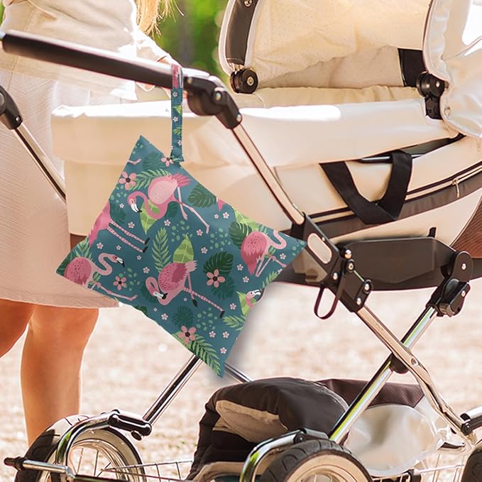 Flamingo Wet Dry Wet Bag for Swimsuit Towel Baby Travel Cloth Diapers Beach Gym Toiletries Makeup Storage Bag Summer Vacation Essential Holiday Flamingo Gifts