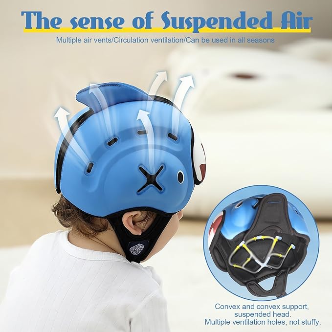 Baby Safety Helmet for Crawling & Walking - Ultra Lightweight Adjustable Infant Head Protector 10-24 Months, Breathable Anti-Collision Soft Helmet with Secure Fit Design (Fox)