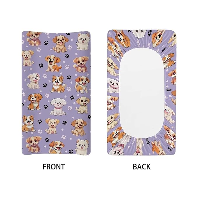 ZDCUSTOM Unisex Baby Sheets for Girls, Baby Changing Table Sheets, Baby Diaper Changing Table Covers Fitted Cradle Sheets for 32"x16" Contoured Pad Dog