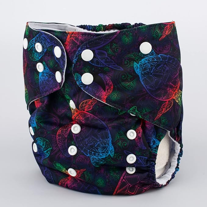 2 to 7 Years Old Cloth Diaper Nappy Pocket Reusable Washable Junior Big Baby Kids Toddler (Turtles)