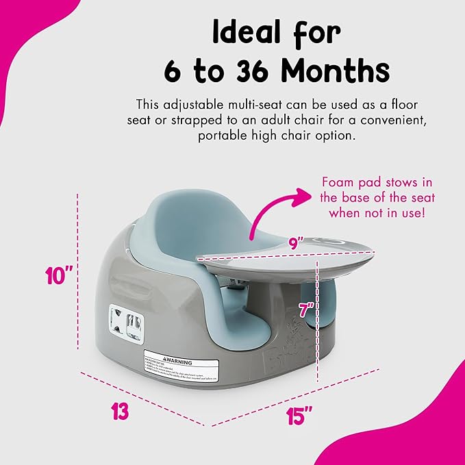 Bumbo 3-in-1 Multi-Seat for 6 to 36 Months, Travel Baby and Infant Feeding & Play Floor Seat, Breige/Desert Mirage - All-in-One Portable Booster with Dining Tray & Toddler Kitchen High Chair