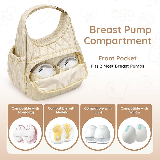 Mancro Breast Milk Cooler Bag with Ice Pack, Breast Pump Bag Fits 2 Wearable Pumps and 6 Bottles, Insulated Bottle Bag for Daycare or Work, Compatible with Momcozy/Medela/Elvie/Willow