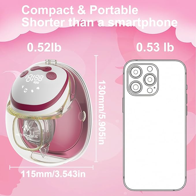 Wearable Breast Pump Hands Free (2-Pack Double), Electric Lactation Massager, FDA Cleared, BPA-Free PA12, 3 Full Flanges (18/20/24mm), Hospital-Grade Suction, Invisible & Quiet, 4 Modes 15 Levels Pink