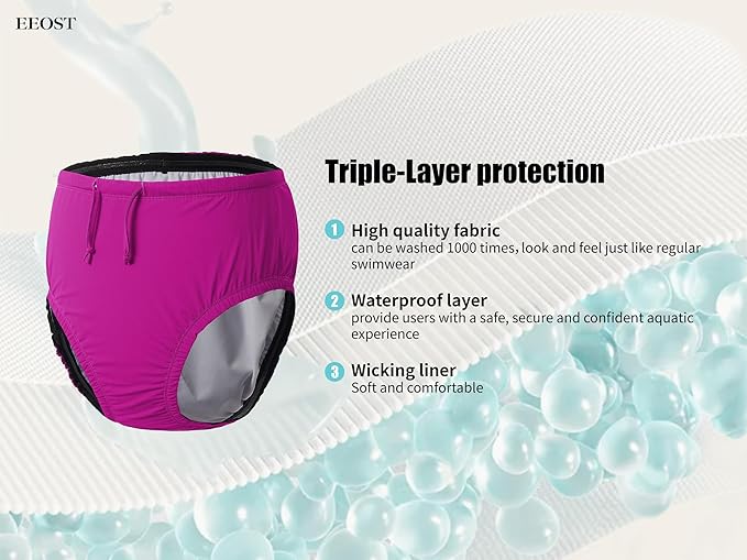 Adult Reusable Swim Diapers Special Needs Swimwear for Incontinence Cloth Diaper Covers Waterproof,Leakproof, Unisex