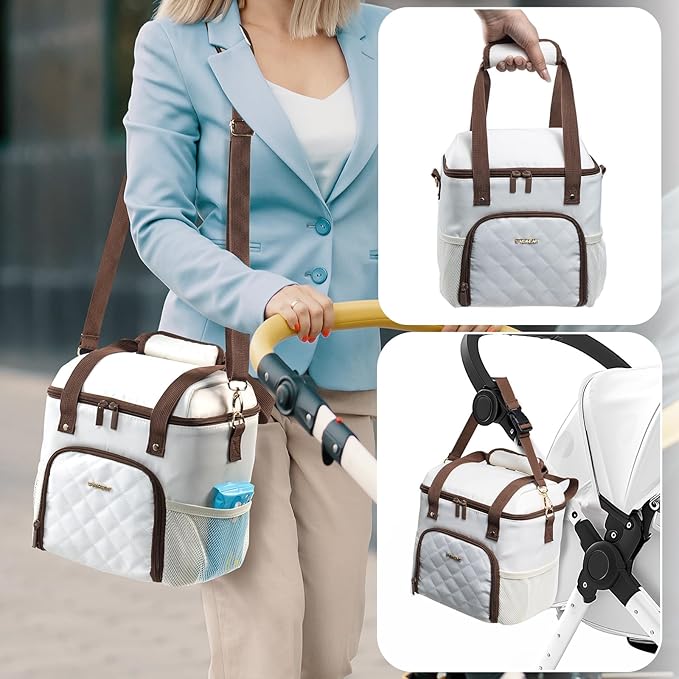 Mam Breastmilk Cooler Bag with Ice Pack for 4 Bottles - See-through Breast Pump Bag for Baby Bottles 4oz-9oz