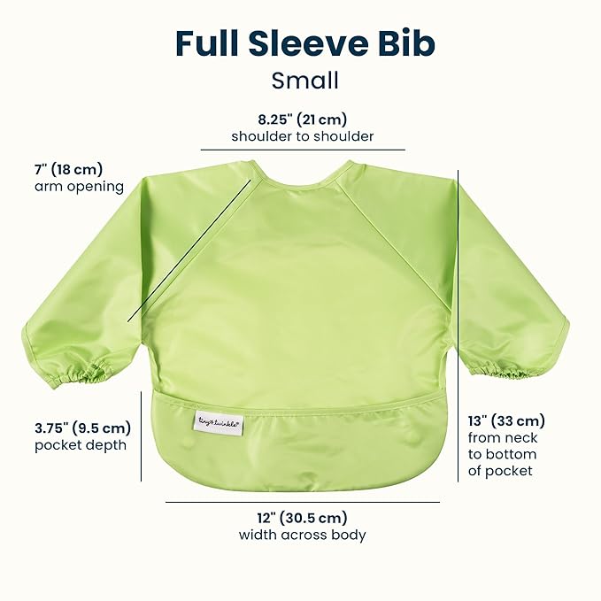 Tiny Twinkle Long Sleeve Bib for Babies & Toddlers | 2-Pack Waterproof Smock Bib for Eating | Machine Washable & Mess-Proof Feeding Essentials | Newborn Shower Gift (Rainforest,6–24M)