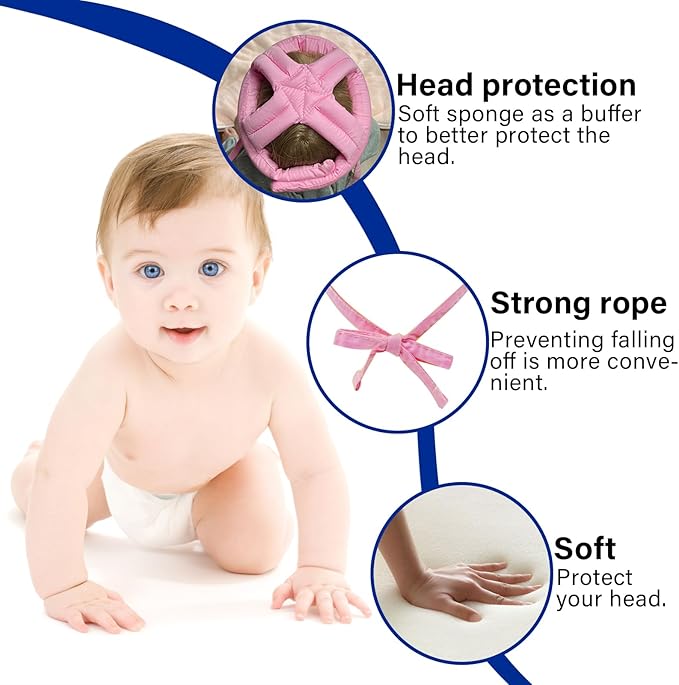 Baby Safety Helmet Baby Head Protector No Bumps for Running Walking Crawling, Safety Head Adjustable Protective Cap Headguard Hat