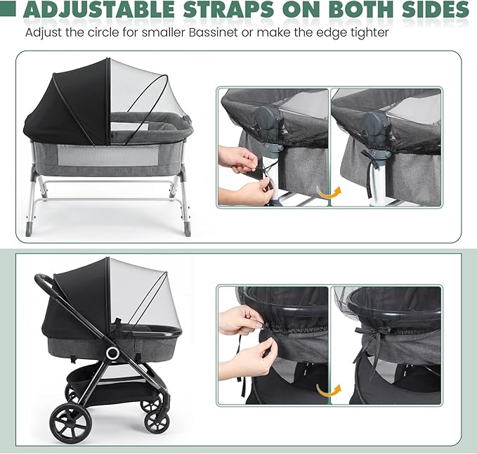 Orzbow Bassinet Cover for Cats - Breathable Mosquito Net Cover for Cradles/Travel Cribs/Mini Cribs, Baby Mosquito Net to Keep Pets Out, Baby Bassinet Accessories, Two-Way Self-Locking Zippers, Black