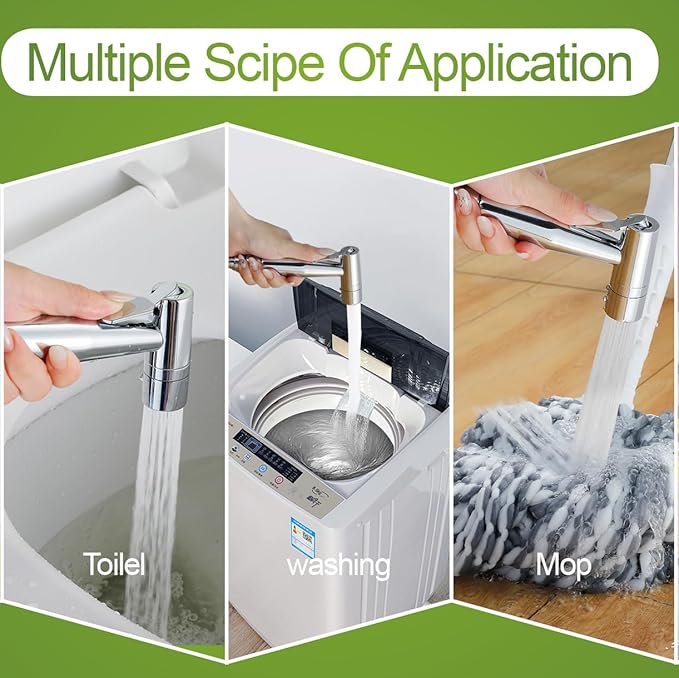 Chrome Bidet Toilet Sprayer Head - Rustless Stainless Steel Handheld Sprayer, Adjustable Water Pressure for Feminine Wash, Diaper/Cloth Washing, Leak-Proof Universal Fit (1PCS)
