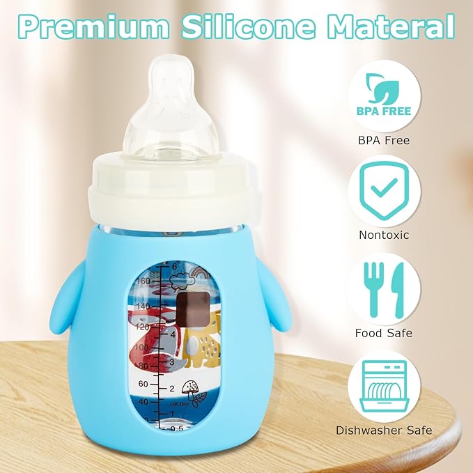 3 Pack Silicone Sleeves for Mam Baby Bottles 6oz,Anti Breakage Baby Bottle Holder Compatible with MAM Glass Baby Bottle.