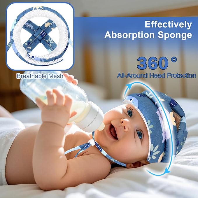 Accmor Baby Helmet for Crawling Walking, Cute Toddler Head Protector Adjustable No Bumps and Soft Cushion, Breathable Infant Safety Cap for Boys Girls Learning to Walk