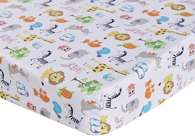 Baby Crib Fitted Sheet Baby Boy Animal Safari Crib Fitted Sheet by JAHbaby (2), 28 X 52