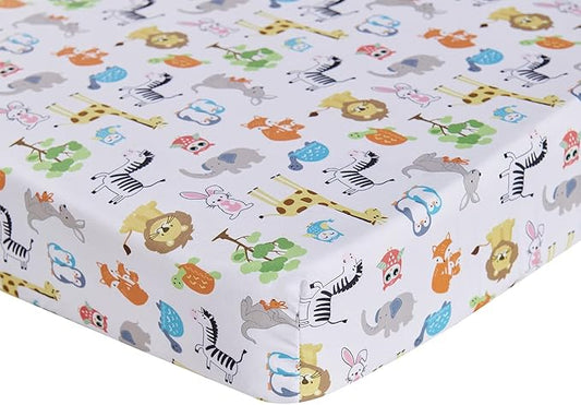 Baby Crib Fitted Sheet Baby Boy Animal Safari Crib Fitted Sheet by JAHbaby (2), 28 X 52