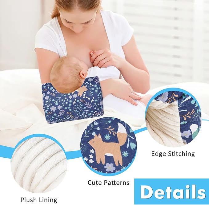 Baby Feeding Arm Pillow,Nursing Arm Pillows for Breastfeeding，Soft Cotton for Newborn, More Support for Mom and Baby,Portable and Washable,Ergonomic Nursing Essentials（Blue Fox）
