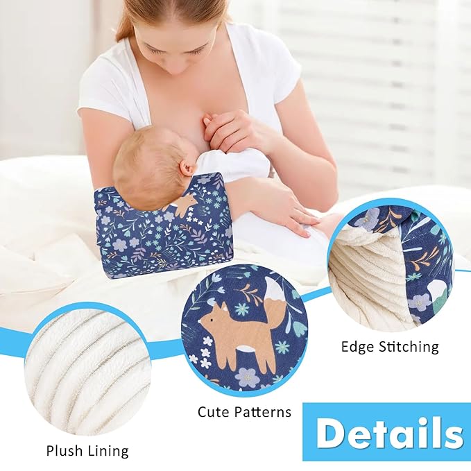 Baby Feeding Arm Pillow,Soft Cotton Bottle Nursing Arm Pillows for Newborn,Breastfeeding Pillows for More Support for Mom and Baby,Portable and Washable,Ergonomic Nursing Essentials(Blue Forest)