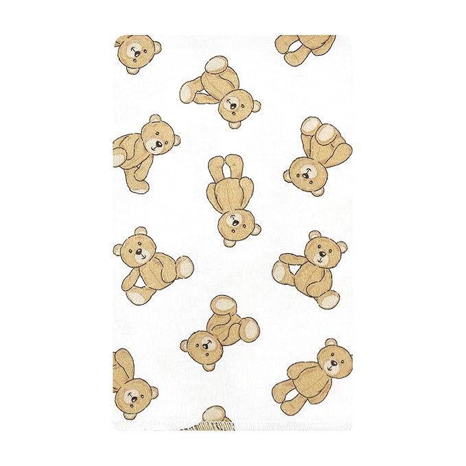 Hudson Baby Unisex Baby Cotton Flannel Burp Cloths, Teddy Bears 10 Pack, One Size