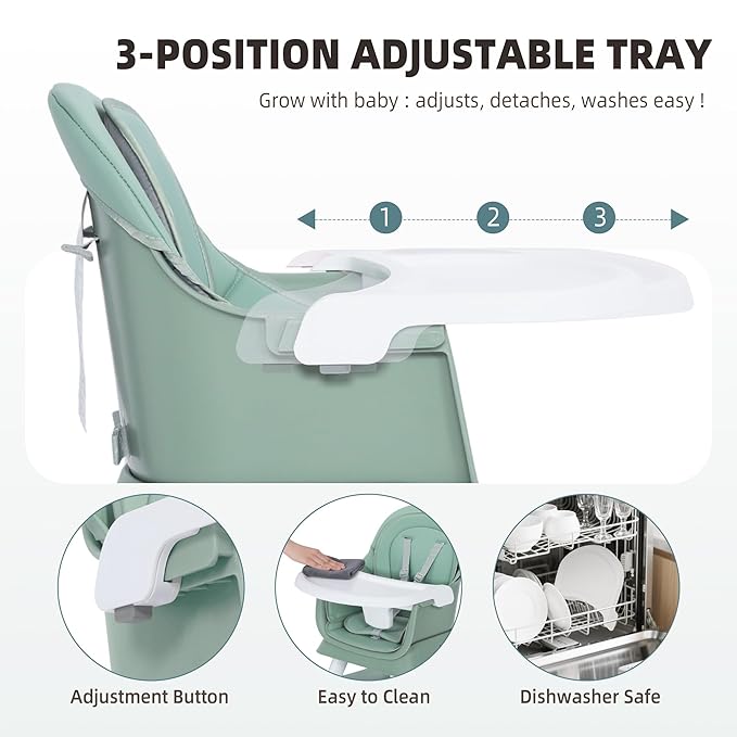 Baby High Chair, 8 in 1 Convertible Highchair, Booster Seat, Building Block/Activity Table, Stool, Feeding Chair with Dishwasher-Safe Tray, High Chairs for Babies and Toddlers (Green)