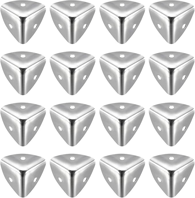 uxcell Metal Box Corner Protectors Edge Guard Protector 25 x 25 x 25mm Silver Tone 16pcs for Table Corners and Desk Corners