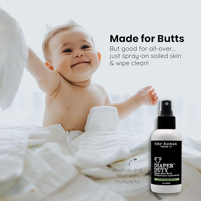 Diaper Duty Diaper Area Wash 4oz (2 Pack), Orange Blossom & Aloe, Gentle Cleansing Spray for Cloth Diapers, Calming & Soothing