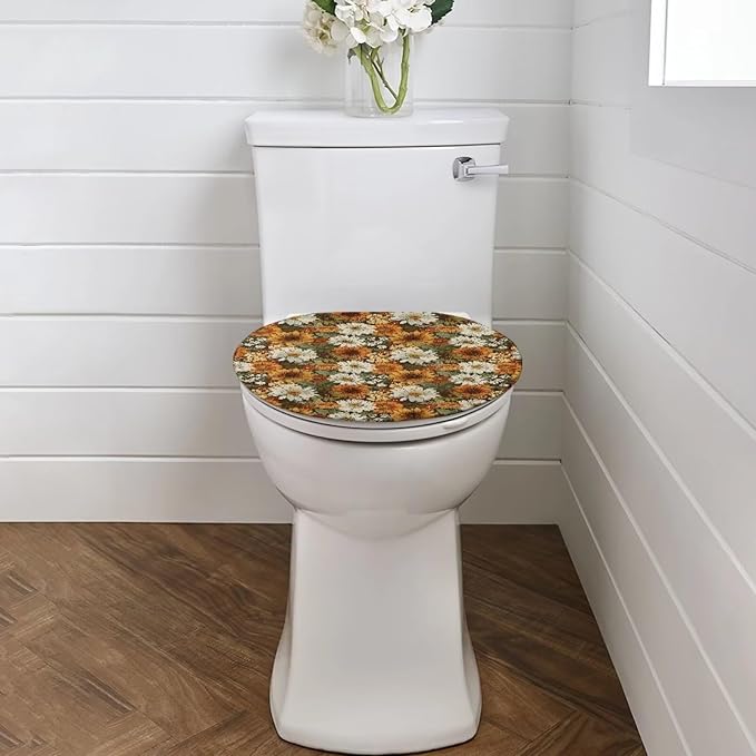 Fall Toilet Seat Covers - Polyester Fabric Toilet Tank Covers - Soft, Keep Clean & Tidy - Suitable for Public Bathrooms