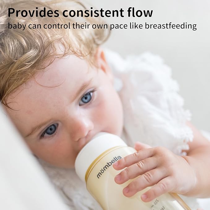 Mombella PPSU Baby Bottles 6oz, Anti Colic Baby Bottle with Slow Soft Silicone Nipple, Milk Bottle for Newborn 0+ Months, Feeding Bottle for Breastfeeding Baby, Ivory