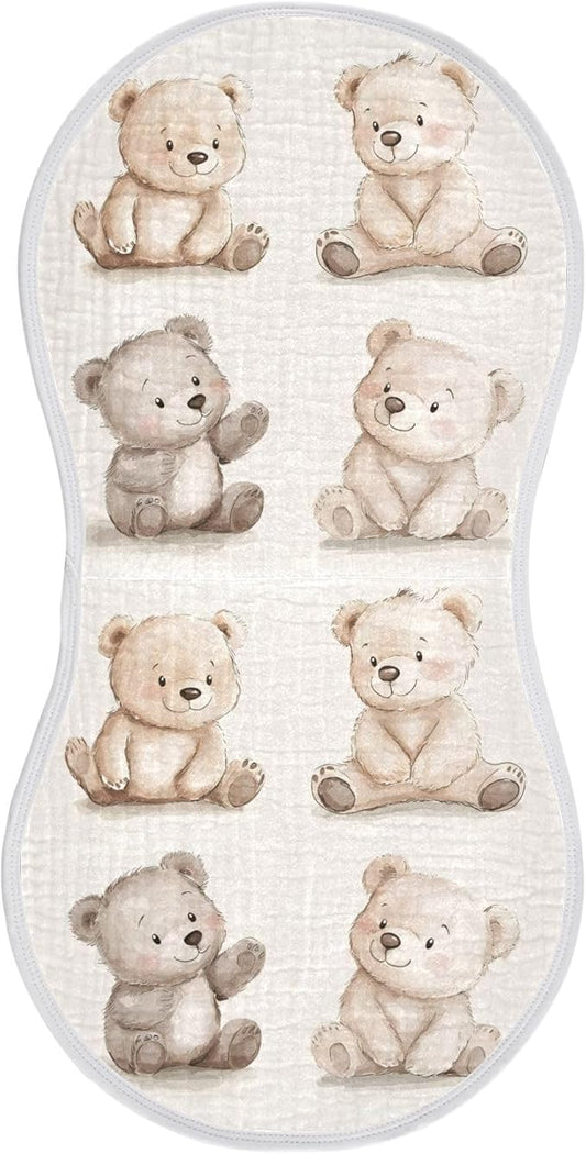 vvfelixl Baby Burp Cloths Watercolor Bears Baby Newborn Cotton Burping Cloths Set Babys Washcloths 4 Pack