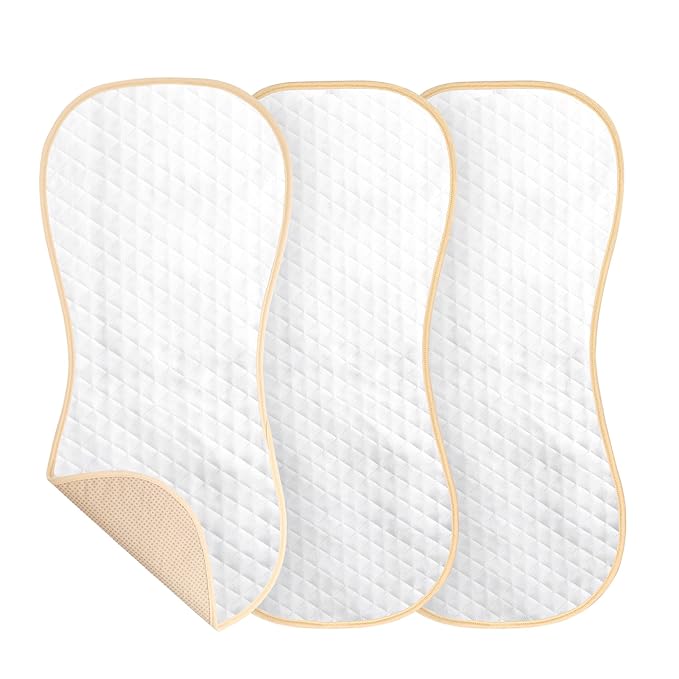 Waterproof Baby Changing Pad - Reusable Washable Changing Table Pad, Silicone & Peanut Changer Design, Includes Waterproof Changing Pad Cover & Liners (White, 13x29 Inch (Pack of 3))