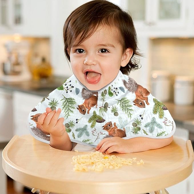 vvfelixl Burp Cloths Forest Squirrels for Baby Boy Girls Baby Washcloths Burp Rags 1 Pack Blue