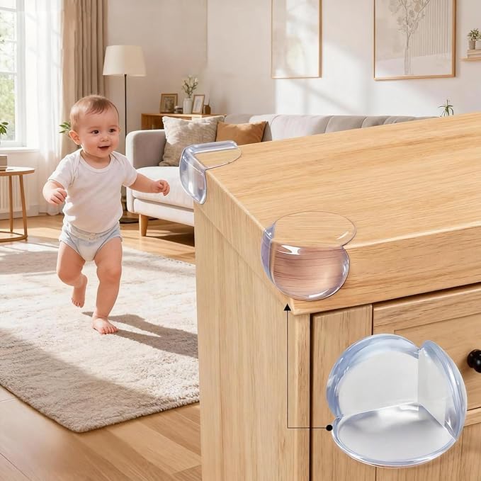 Extra Large & Ultra-Safe Baby Corner Protector Guards - 32-Piece Clear Corner Protectors for Furniture, Super Strong Adhesive, Baby Proofing for Sharp Edges, Easy to Install Child Safety Set(Round)