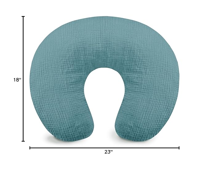 Hooyax Muslin Nursing Pillow Cover, Soft Breathable Feeding Slipcover for Breastfeeding Moms, Stretchy Removable Infant Pillow Cover for Boy and Girls (Blue)