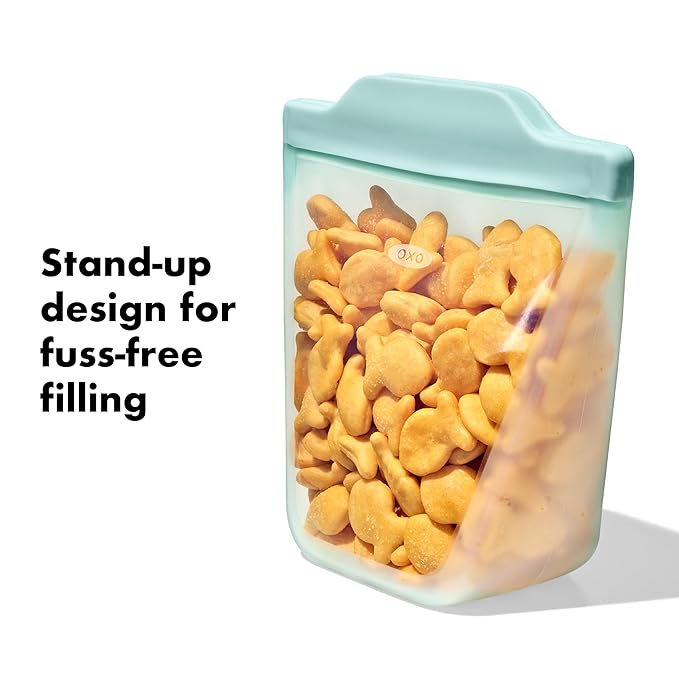 OXO Tot Silicone Reusable Bags – 2 Piece Cup Set - Opal and Blossom