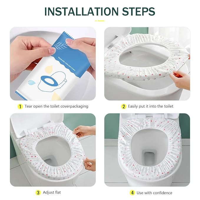 20 Pack Disposable Toilet Seat Cover Waterproof Non-Woven Fabric, Disposable Toilet Seat Covers for Travel, Disposable Seat Covers for Outing Hotel Hospital Public Toilet (Double Layer White)
