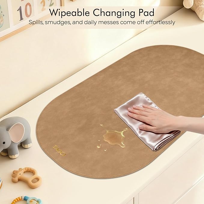 Changing Pad Portable, Diaper Changing Pad, Baby Changing Mat, Waterproof & Wipeable Vegan Leather Change Pad for Home & Travel, Brown