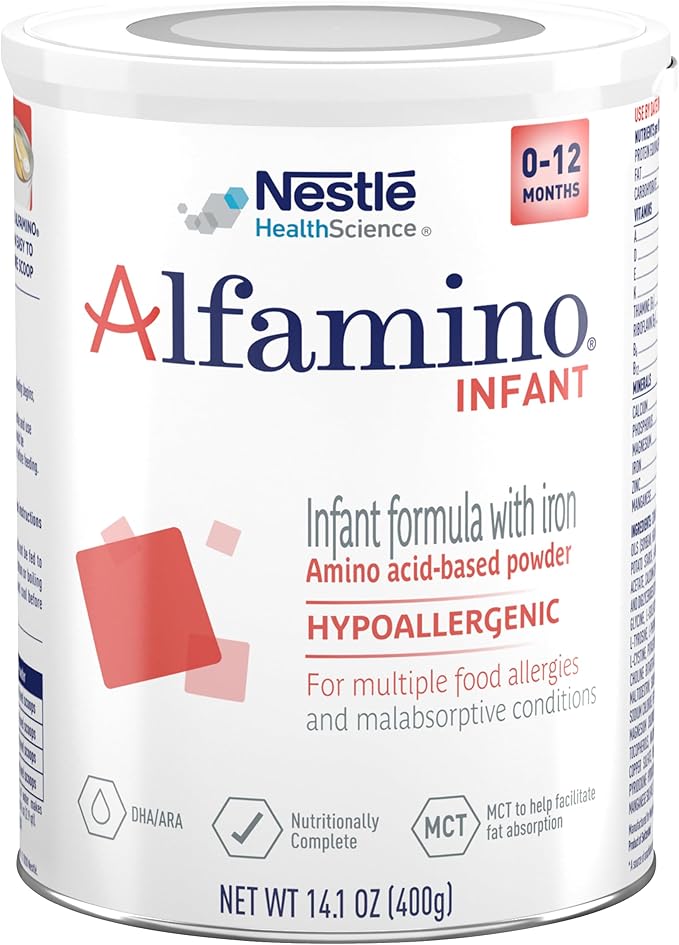 Alfamino Infant Formula, Hypoallergenic Amino Acid Based Infant Formula with Iron, For Multiple Food Allergies, 0-12 Months, 14.1 Ounce (Pack of 1)