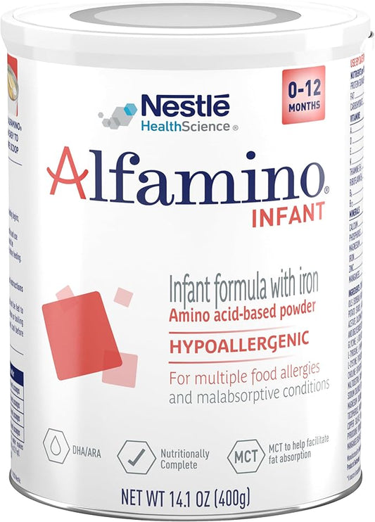 Alfamino Infant Formula, Hypoallergenic Amino Acid Based Infant Formula with Iron, For Multiple Food Allergies, 0-12 Months, 14.1 Ounce (Pack of 1)
