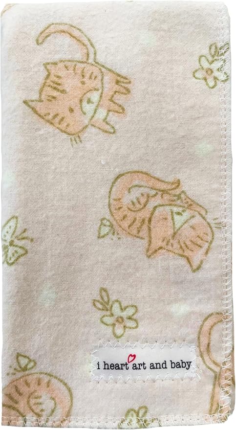 Infant Burping Cloth, Burp Cloths for Baby Girl, Soft and Absorbent - Cotton Reusable Spit Up Rags, XLarge, 1 Count (Cats)