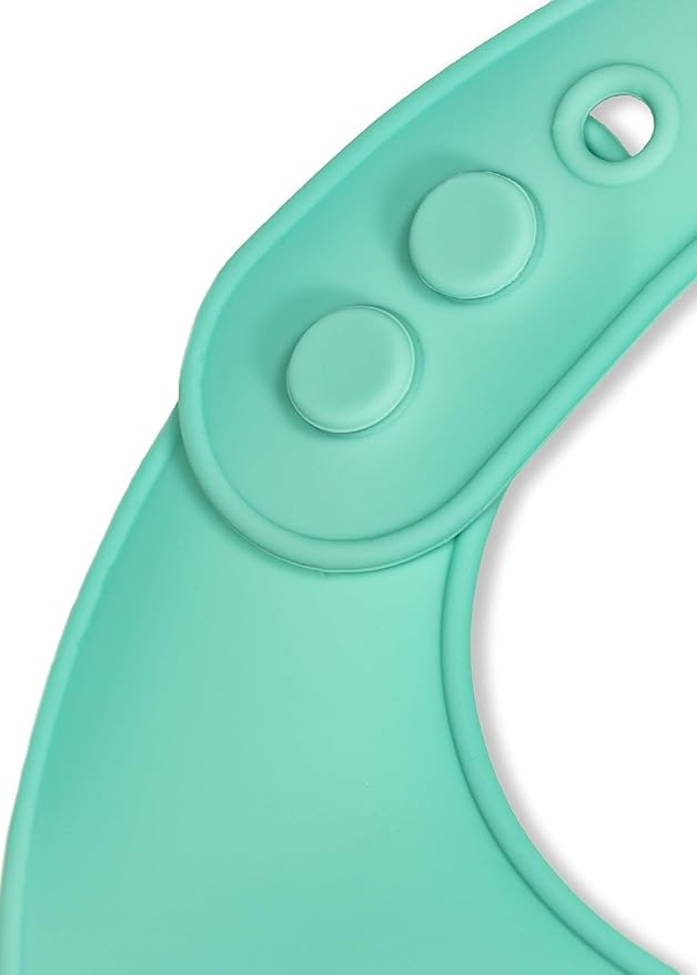 Modern Twist Bucket-Bib 100% Food-Grade Silicone, Waterproof and Reusable, Bear Family – Mint Green