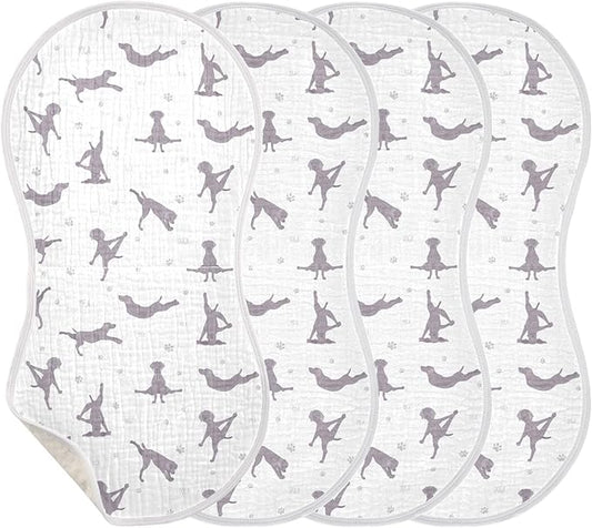 Yoga Weimaraner Dog Pattern Muslin Burp Cloths for Baby 4 Pack Soft 100% Cotton Baby Washcloths Bibs for Boy Girl