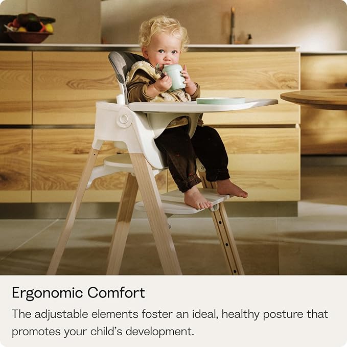 Stokke Steps High Chair for Babies & Children from 6 Months to 10 Years – 2-in-1 Adjustable & Ergonomic Design – Removable Baby Set, Tray & Safety Harness – 18.9 x 24.4 x 34.7 – Black/Warm Brown